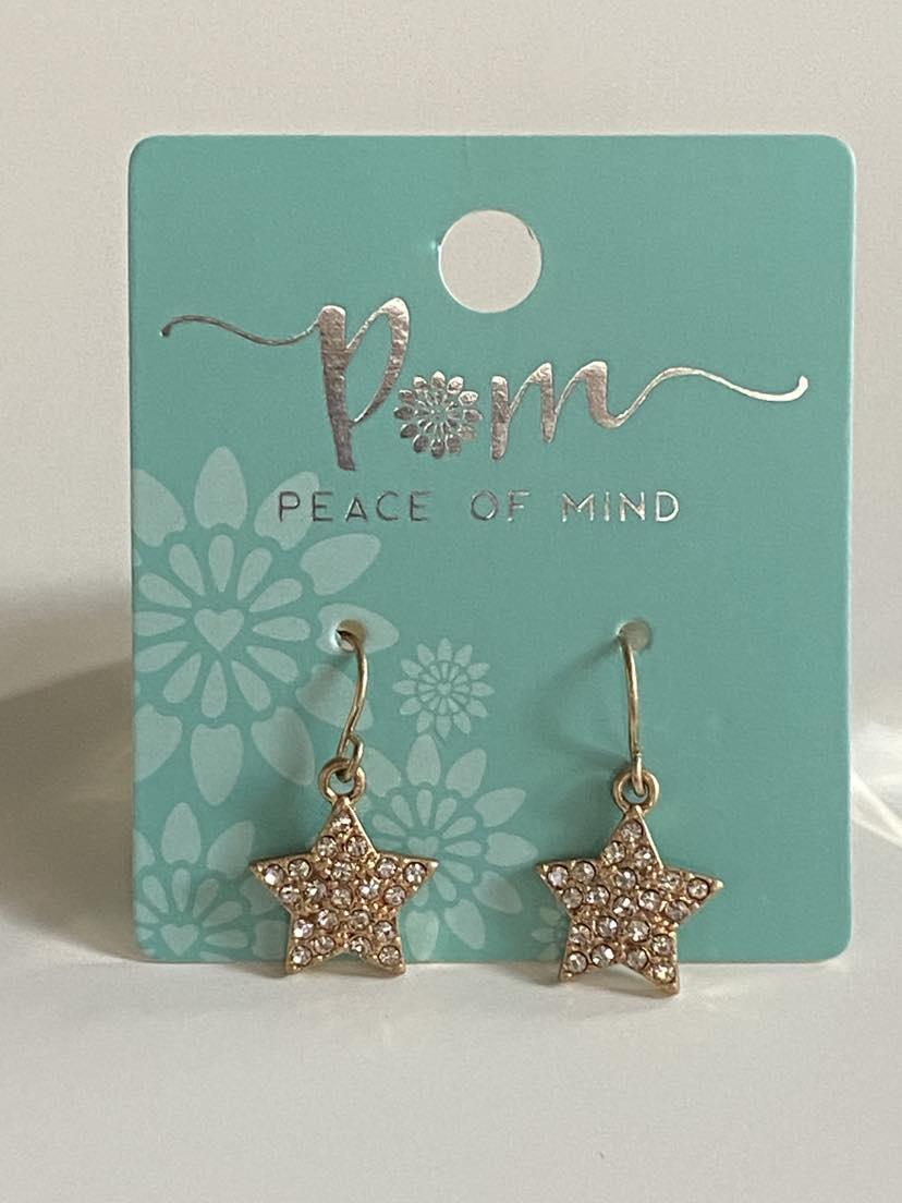 Gold Sparkle Star Fashion Earrings