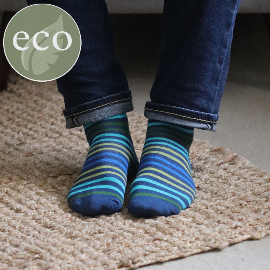 Striped men's bamboo socks