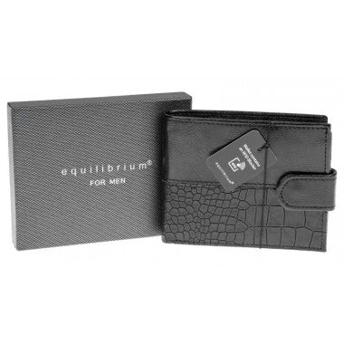 Men's black wallet with gift box.