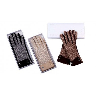 Leopard print gloves with gift box.